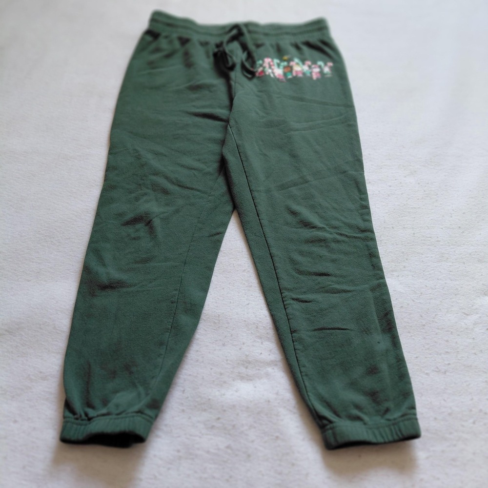 Peanuts Snoopy Charlie Brown Christmas Joggers Mens Green M Sweatpants